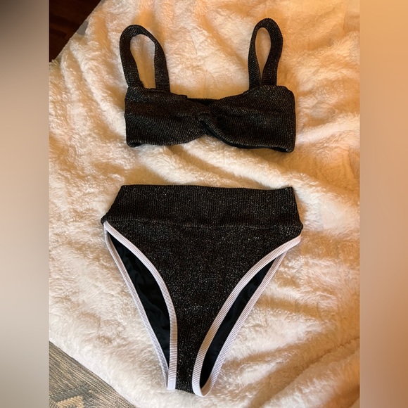 LainSnow Other - Lainsnow glitter ribbed two piece Kiawah bottom and isle of palms bandeau size M